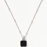 Colar Pingente Quadrado Onix - Prata | SILLENE