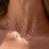 Colar Pingentes Celestiais Moondust - Ouro 18K | SILLENE