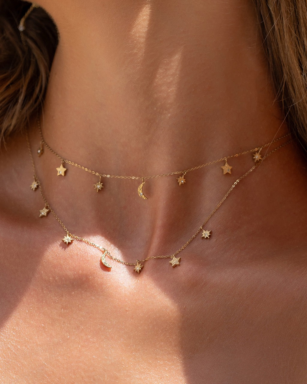 Colar Pingentes Celestiais Moondust - Ouro 18K | SILLENE