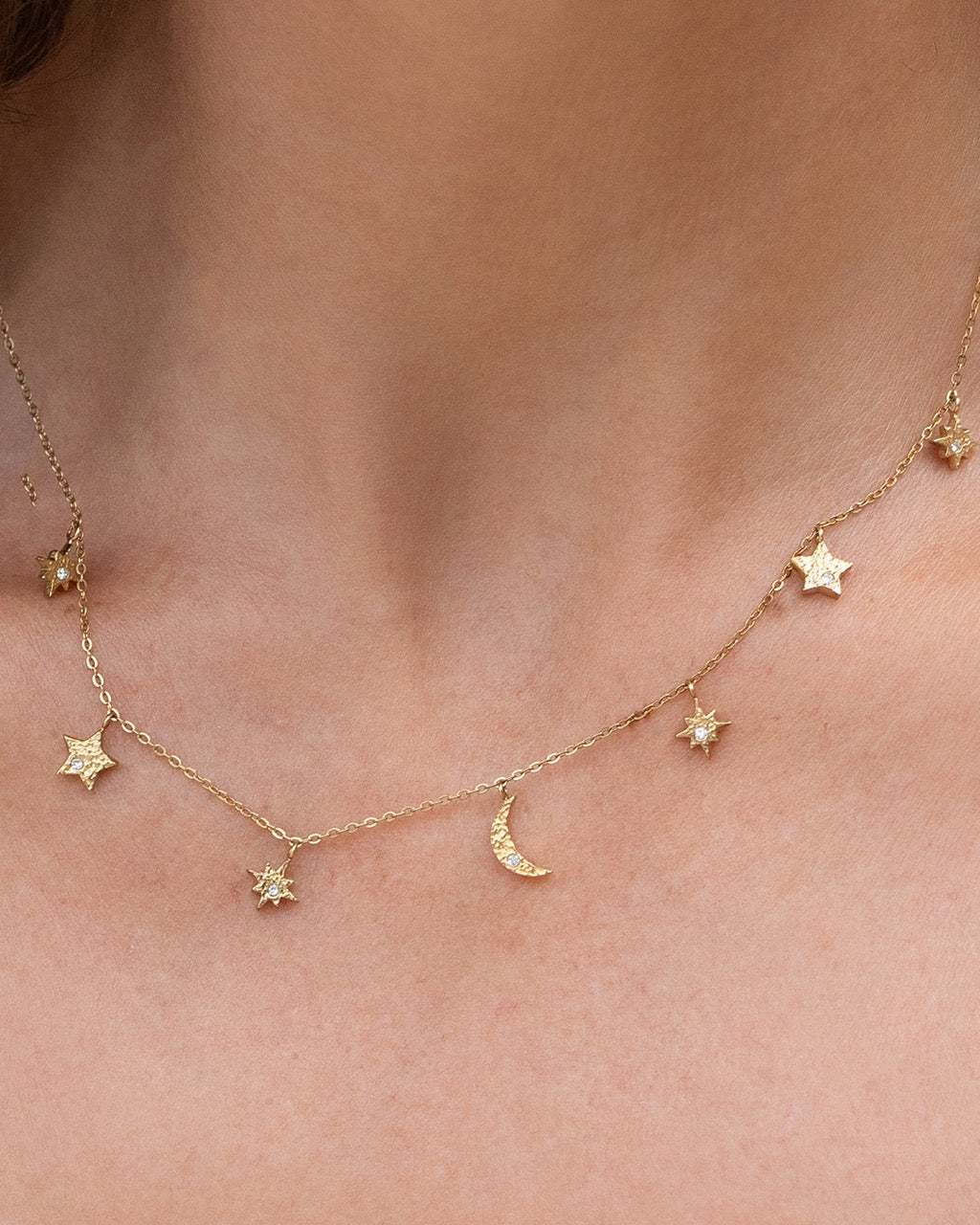 Colar Pingentes Celestiais Moondust - Ouro 18K | SILLENE