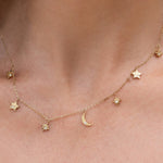 Colar Pingentes Celestiais Moondust - Ouro 18K | SILLENE