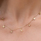 Colar Pingentes Celestiais Moondust - Ouro 18K | SILLENE