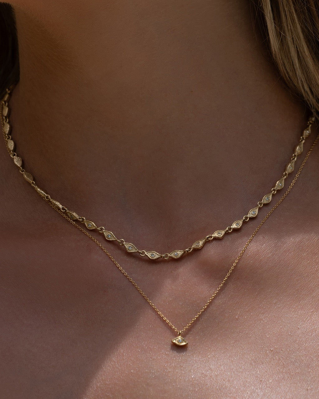 Colar Pingentes Olho Grego Elysian - Ouro 18K | SILLENE