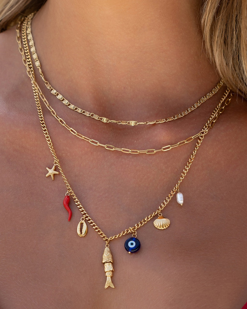 Colar Pingentes Sorte Oceanus - Ouro 18K | SILLENE