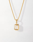Colar Retângulo Pedra do Mês - Abril (Topázio Branco) - Ouro 18K | SILLENE