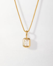 Colar Retângulo Pedra do Mês - Abril (Topázio Branco) - Ouro 18K | SILLENE