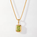 Colar Retângulo Pedra do Mês - Agosto (Peridoto) - Ouro 18K | SILLENE