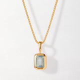 Colar Retângulo Pedra do Mês - Dezembro (Topázio Azul) - Ouro 18K | SILLENE