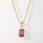 Colar Retângulo Pedra do Mês - Fevereiro (Ametista) - Ouro 18K | SILLENE