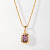 Colar Retângulo Pedra do Mês - Fevereiro (Ametista) - Ouro 18K | SILLENE