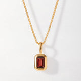 Colar Retângulo Pedra do Mês - Janeiro (Granada) - Ouro 18K | SILLENE