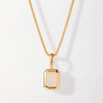 Colar Retângulo Pedra do Mês - Junho (Pedra-da-Lua) - Ouro 18K | SILLENE