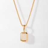 Colar Retângulo Pedra do Mês - Junho (Pedra-da-Lua) - Ouro 18K | SILLENE