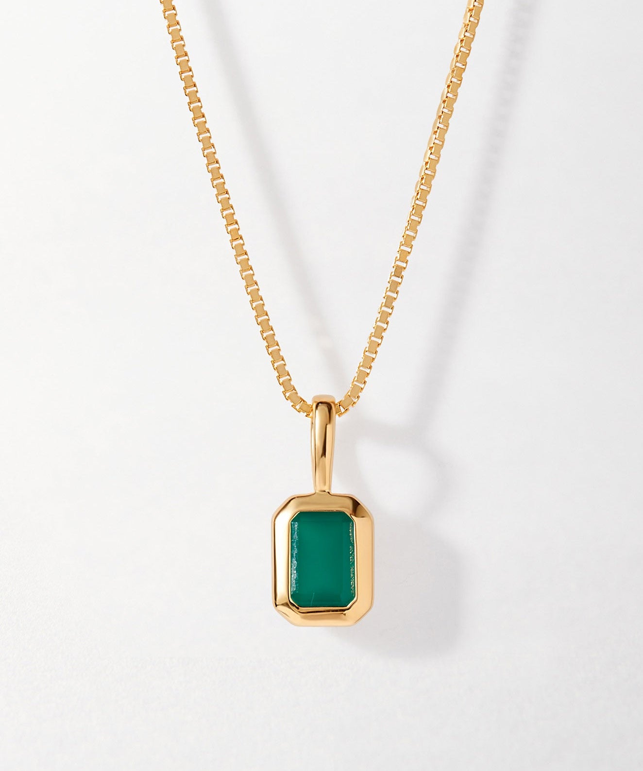 Colar Retângulo Pedra do Mês - Maio (Ônix Verde) - Ouro 18K | SILLENE