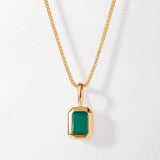 Colar Retângulo Pedra do Mês - Maio (Ônix Verde) - Ouro 18K | SILLENE