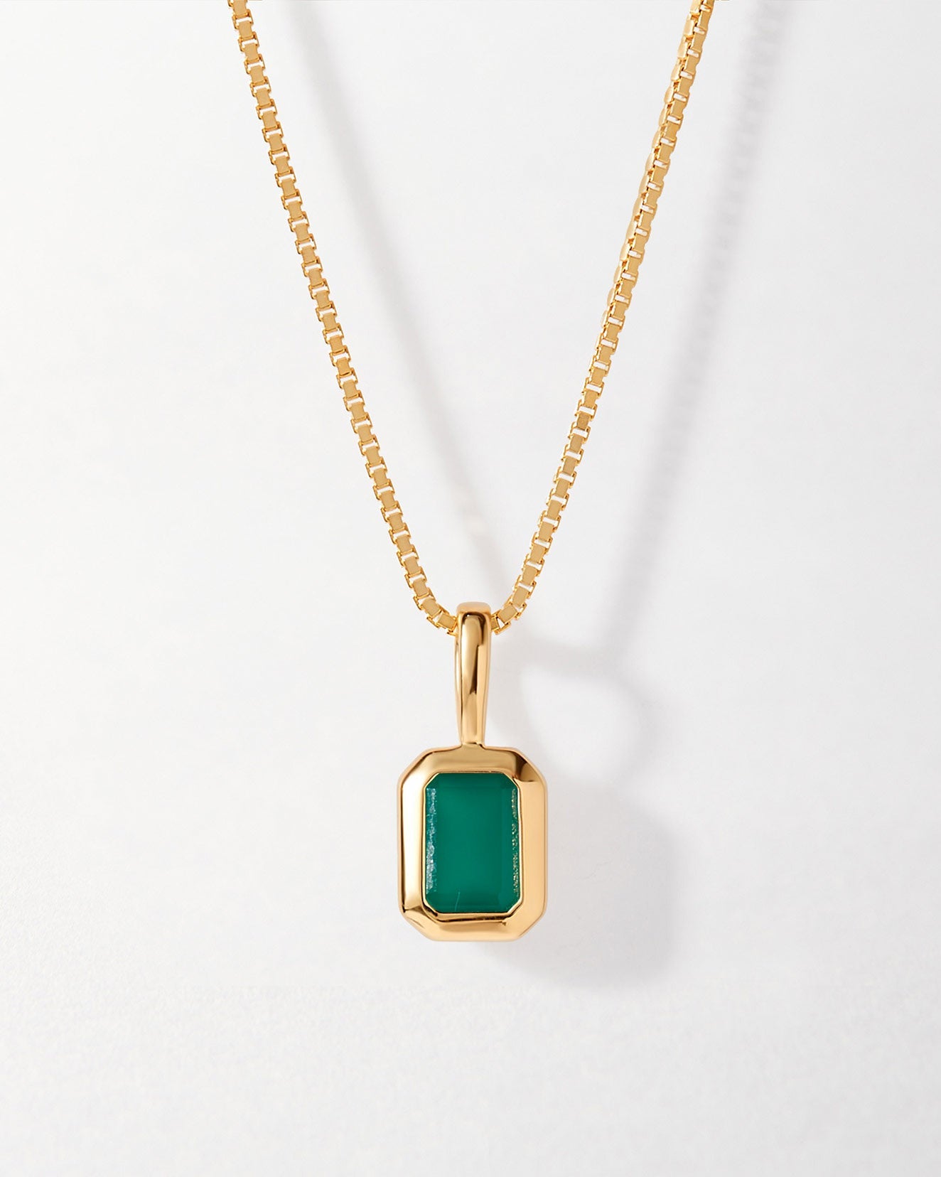Colar Retângulo Pedra do Mês - Maio (Ônix Verde) - Ouro 18K | SILLENE