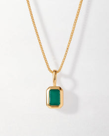 Colar Retângulo Pedra do Mês - Maio (Ônix Verde) - Ouro 18K | SILLENE