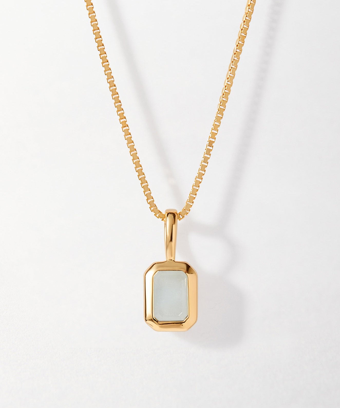 Colar Retângulo Pedra do Mês - Março (Água-marinha) - Ouro 18K | SILLENE