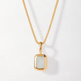 Colar Retângulo Pedra do Mês - Março (Água-marinha) - Ouro 18K | SILLENE