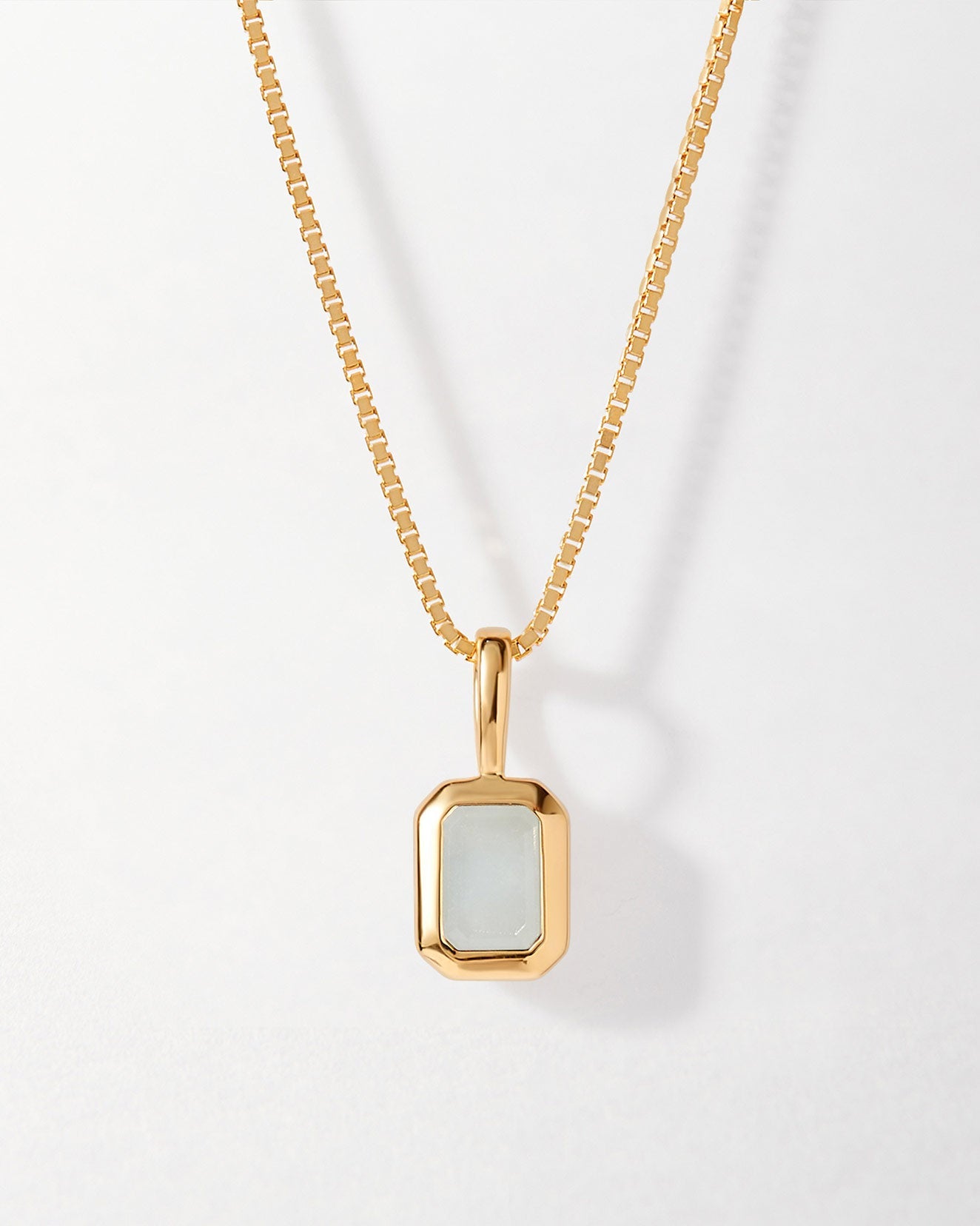 Colar Retângulo Pedra do Mês - Março (Água-marinha) - Ouro 18K | SILLENE