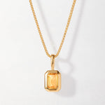 Colar Retângulo Pedra do Mês - Novembro (Citrino) - Ouro 18K | SILLENE