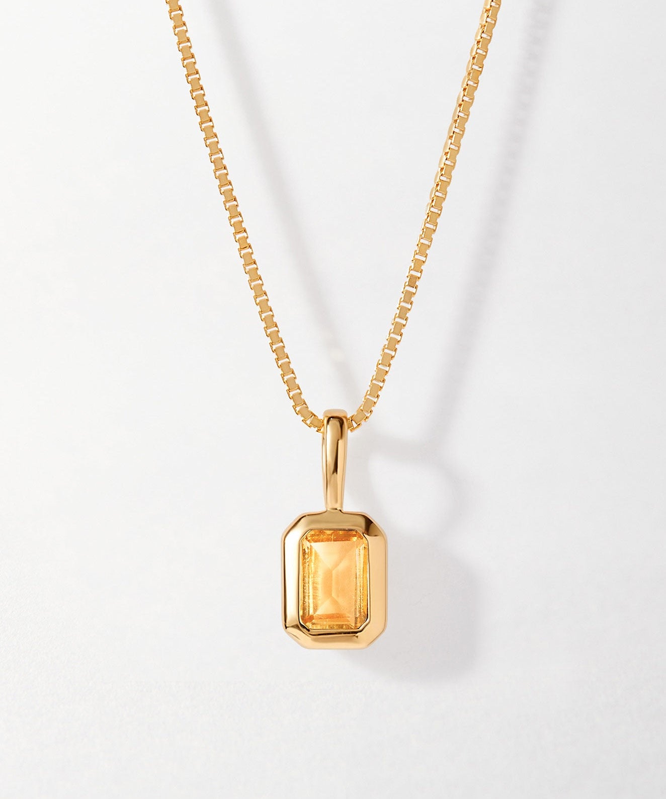 Colar Retângulo Pedra do Mês - Novembro (Citrino) - Ouro 18K | SILLENE