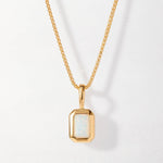 Colar Retângulo Pedra do Mês - Outubro (Opala) - Ouro 18K | SILLENE