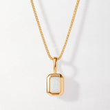 Colar Retângulo Pedra do Mês - Outubro (Opala) - Ouro 18K | SILLENE