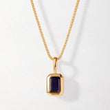 Colar Retângulo Pedra do Mês - Setembro (Safira Azul) - Ouro 18K | SILLENE