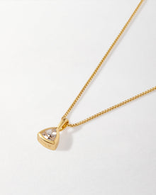 Colar Triângulo Pedra do Mês - Abril (Topázio Branco) - Ouro 18K | SILLENE