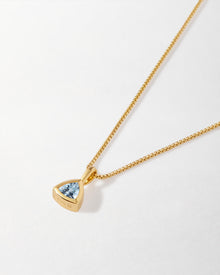Colar Triângulo Pedra do Mês - Dezembro (Topázio Azul) - Ouro 18K | SILLENE