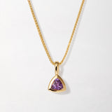 Colar Triângulo Pedra do Mês - Fevereiro (Ametista) - Ouro 18K | SILLENE
