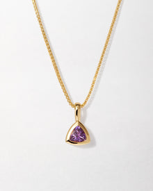 Colar Triângulo Pedra do Mês - Fevereiro (Ametista) - Ouro 18K | SILLENE