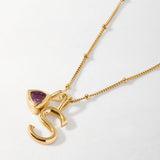 Colar Triângulo Pedra do Mês - Fevereiro (Ametista) - Ouro 18K | SILLENE
