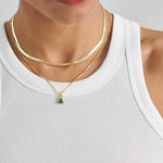 Colar Triângulo Pedra do Mês - Maio (Ônix Verde) - Ouro 18K | SILLENE