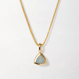 Colar Triângulo Pedra do Mês - Março (Água-marinha) - Ouro 18K | SILLENE