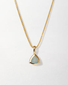 Colar Triângulo Pedra do Mês - Março (Água-marinha) - Ouro 18K | SILLENE