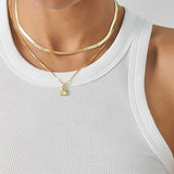 Colar Triângulo Pedra do Mês - Outubro (Opala) - Ouro 18K | SILLENE