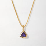 Colar Triângulo Pedra do Mês - Setembro (Safira Azul) - Ouro 18K | SILLENE