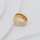 Anel Duplo Pedras Cubicas - Ouro 18K