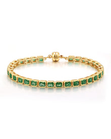 Pulseira Bisel Ballier Esmeralda Verde - Ouro 18K | SILLENE