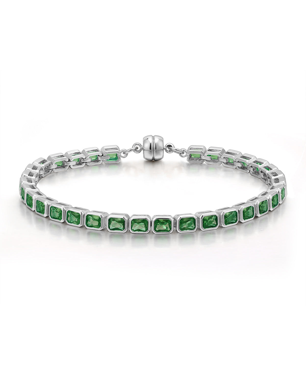 Pulseira Bisel Ballier Esmeralda Verde - Prata | SILLENE