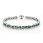 Pulseira Bisel Ballier Esmeralda Verde - Prata | SILLENE
