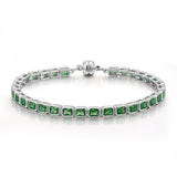 Pulseira Bisel Ballier Esmeralda Verde - Prata | SILLENE