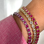 Pulseira Bisel Ballier Rosa - Ouro 18K em uso | SILLENE