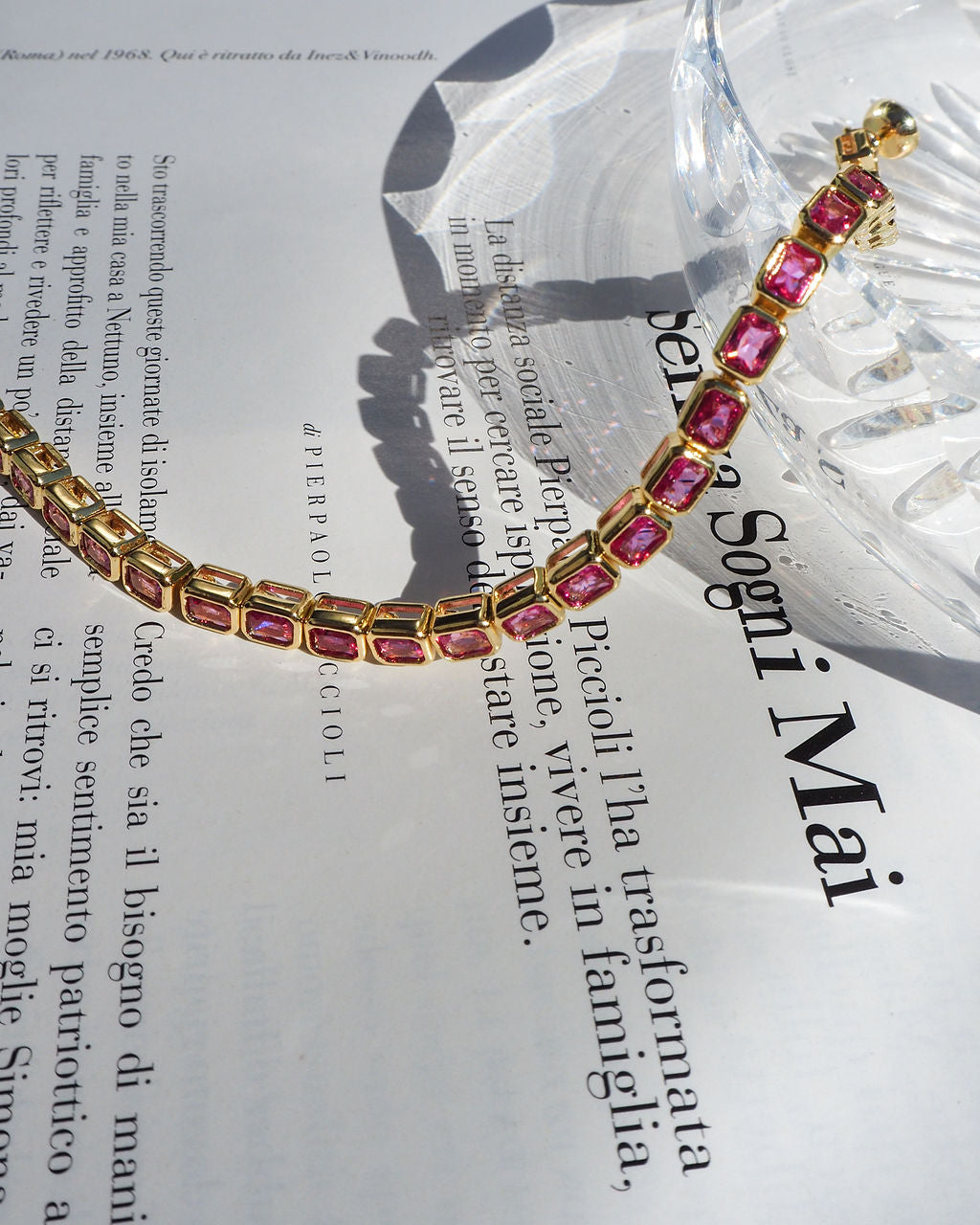 Pulseira Bisel Ballier Rosa - Ouro 18K em uso | SILLENE