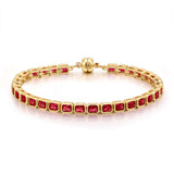 Pulseira Bisel Ballier Rubi Vermelho - Ouro 18K | SILLENE