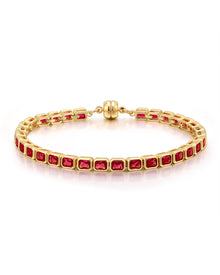 Pulseira Bisel Ballier Rubi Vermelho - Ouro 18K | SILLENE