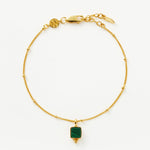 Pulseira Charme Pedra Malaquita - Ouro 18K | SILLENE