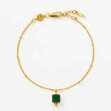 Pulseira Charme Pedra Malaquita - Ouro 18K | SILLENE